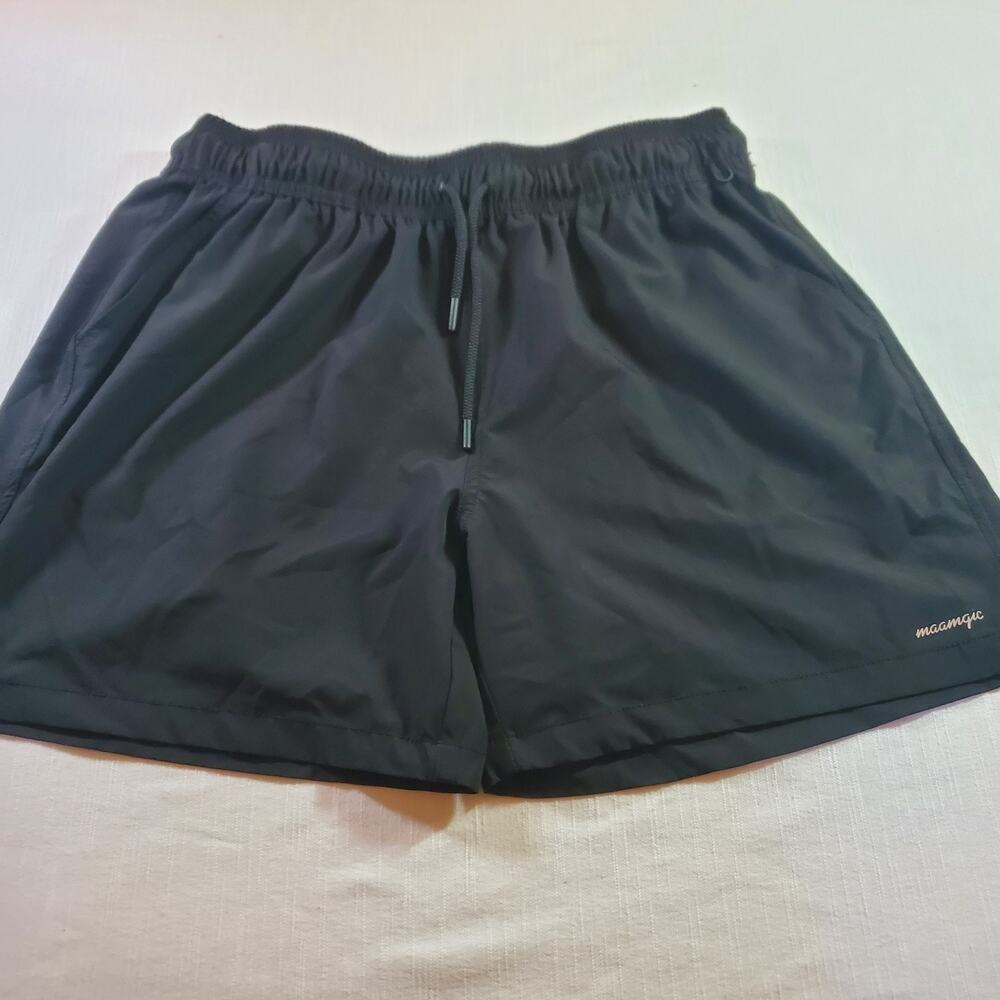 Maamgic Mens Size XL Swim Trunks Shorts 6 Inseam Black Mesh Lining Beachwear